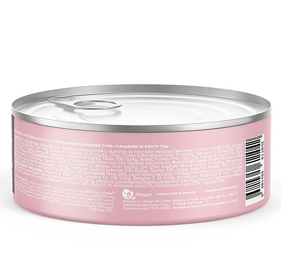 ProChoice Hypo-Allergenic Sos İçinde Ton ve Kalamar Tahılsız Kedi Konservesi 70 Gr x 6 Adet - 4