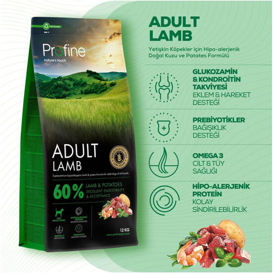 Profine Adult Lamb Kuzu Etli Hipo Alerjenik Köpek Maması 12 Kg + 2 Adet Profine Köpek Ödülü - 3