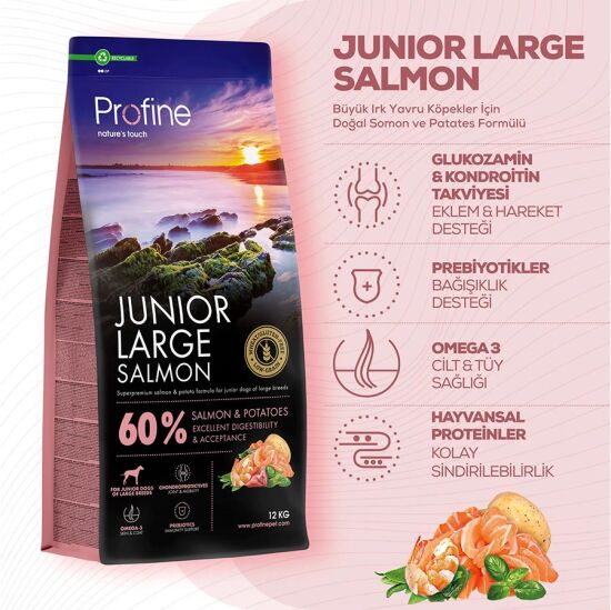 Profine Junior Large Somonlu Yavru Köpek Maması 12 Kg + 2 Adet Profine Köpek Ödülü - 3