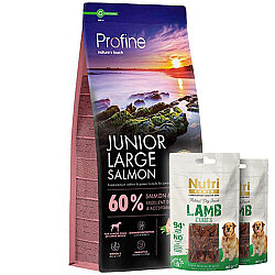 Profine Junior Large Somonlu Yavru Köpek Maması 12 Kg + 2 Adet Nutri Canin Köpek Ödülü - Profine