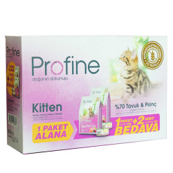 Profine Kitten Doğal Tavuk Yavru Kedi Maması 300 + 300 Gr + (2 Adet 85 Gr Yaş Mama) - Profine