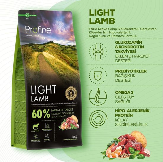 Profine Light Lamb Kuzu Etli Hipo Alerjenik Köpek Maması 12 Kg + 2 Adet Profine Köpek Ödülü - 3