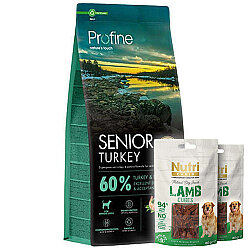 Profine Senior Hindi Eti ve Patates Yaşlı Köpek Maması 12 Kg + 2 Adet Nutri Canin Köpek Ödülü - Profine