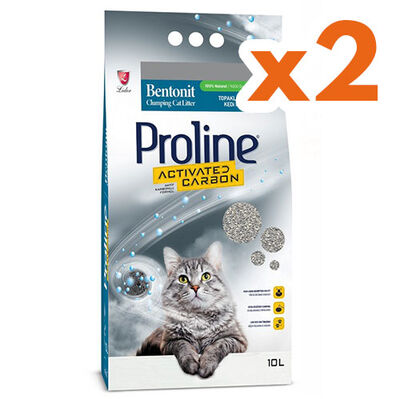 Proline Actived Carbon Topaklanan Doğal Kedi Kumu 10 Lt x 2 Adet