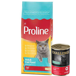 ProLine - ProLine Balıklı Yetişkin Kedi Maması 15 Kg + 5 Adet Challenge 400 Gr Konserve