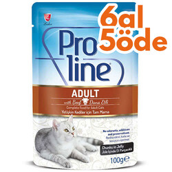ProLine - Proline Dana Etli Jöle İçinde Et Parçalı Kedi Yaş Maması 100 Gr - 6 Al 5 Öde