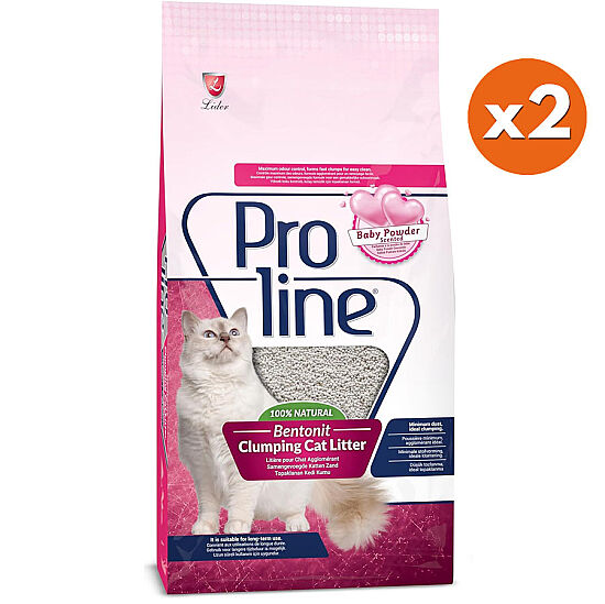 Proline Doğal Topaklanan Baby Powder Kokulu Kedi Kumu 10 Lt x 2 Adet - 1