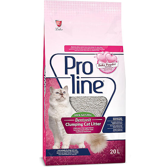Proline Doğal Topaklanan Baby Powder Kokulu Kedi Kumu 20 Lt - 1