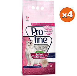 Proline Doğal Topaklanan Baby Powder Kokulu Kedi Kumu 5 Lt x 4 Adet - ProLine