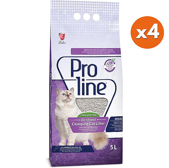 Proline Doğal Topaklanan Lavanta Kokulu Kedi Kumu 5 Lt x 4 Adet - 1