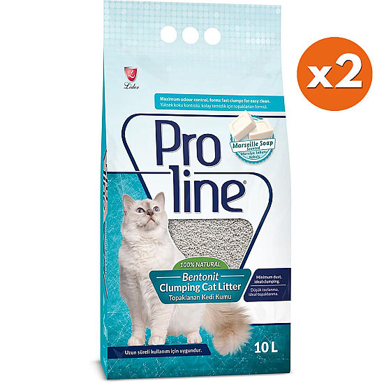 Proline Doğal Topaklanan Marsilya Kokulu Kedi Kumu 10 Lt x 2 Adet - 1