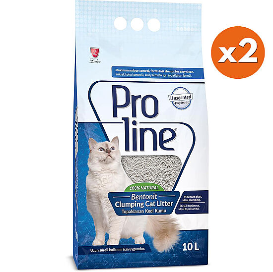 Proline Doğal Unscented Topaklanan Kokusuz Kedi Kumu 10 Lt x 2 Adet - 1