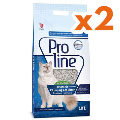 Proline Doğal Unscented Topaklanan Kokusuz Kedi Kumu 10 Lt x 2 Adet