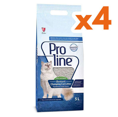 Proline Doğal Unscented Topaklanan Kokusuz Kedi Kumu 5 Lt x 4 Adet