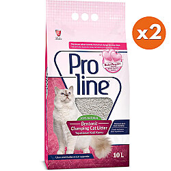 Proline Kalın Taneli Doğal Topaklanan Baby Powder Kokulu Kedi Kumu 10 Lt x 2 Adet - ProLine
