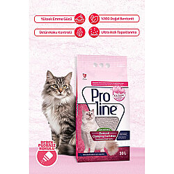 Proline Kalın Taneli Doğal Topaklanan Baby Powder Kokulu Kedi Kumu 10 Lt x 2 Adet - 3