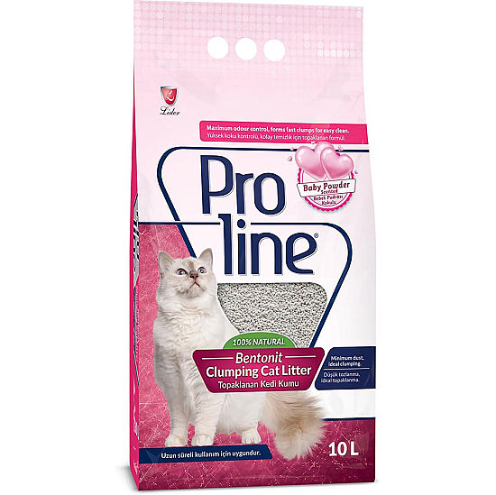 Proline Kalın Taneli Doğal Topaklanan Baby Powder Kokulu Kedi Kumu 10 Lt x 2 Adet - 2
