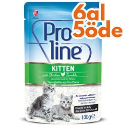 ProLine - Proline Kitten Tavuk Etli Jöle İçinde Et Parçalı Yavru Kedi Yaş Maması 100 Gr - 6 Al 5 Öde