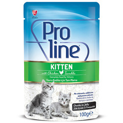 Proline Kitten Tavuk Etli Jöle İçinde Et Parçalı Yavru Kedi Yaş Maması 100 Gr - ProLine