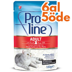 ProLine - Proline Kuzu Etli Jöle İçinde Et Parçacıklı Kedi Yaş Maması 100 Gr - 6 Al 5 Öde