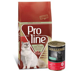 ProLine - ProLine Kuzu Etli Yetişkin Kedi Maması 15 Kg + 5 Adet Challenge 400 Gr Konserve