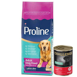ProLine - ProLine Kuzu Etli Yetişkin Köpek Maması 15 Kg + 5 Adet Challenge 400 Gr Konserve
