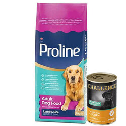 ProLine - ProLine Kuzu Etli Yetişkin Köpek Maması 15 Kg + 5 Adet Challenge 400 Gr Konserve