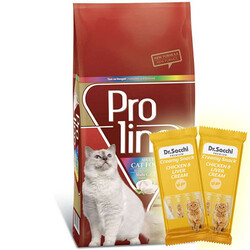 ProLine - ProLine Renkli Taneli Yetişkin Kedi Maması 15 Kg + 5 Adet Dr Sacchi 4 lü Creamy Ödül