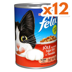 Felix - Felix Sığır Etli ve Tavuklu Kedi Konservesi 400 Gr - (12 Adet x 400 Gr)