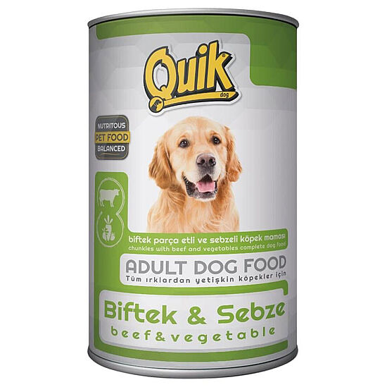 Quik Adult Biftek ve Sebzeli Yetişkin Köpek Konservesi 415 Gr - 1