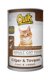 Quik - Quik Adult Ciğerli ve Tavşanlı Yetişkin Kedi Konservesi 415 Gr