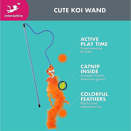 Quirky Kitty Cute Koi Wand Kedi Otlu Hışırtılı ve Tüylü Kedi Oltası - 2