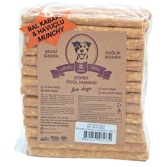 Rakun Balkabaklı Havuçlu Munchy Sticks Köpek Ödülü 12 Cm - 100 lu Paket - 1
