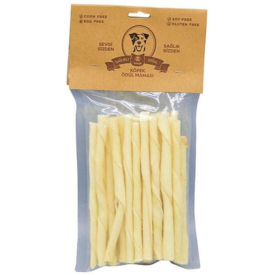 Rakun Beyaz Burgu Çiğneme Kemiği Köpek Ödülü 12 Cm (20Li Paket) - 1