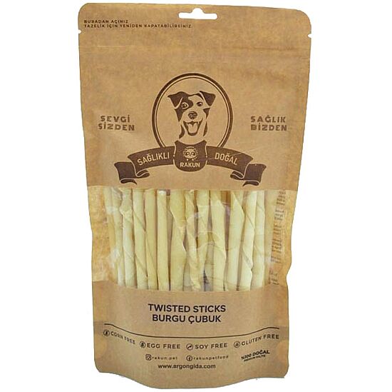 Rakun Beyaz Burgu Sticks Köpek Ödülü 12 Cm - 50 li Paket - 1