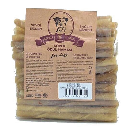 Rakun Naturel Burgu Sticks Köpek Ödülü 12 Cm - 100 lu Paket - 1