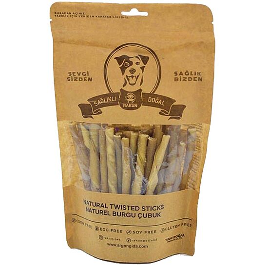 Rakun Naturel Burgu Sticks Köpek Ödülü 12 Cm - 50 li Paket - 1