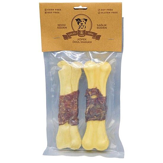 Rakun Press Kemik Dana Eti Sargılı Köpek Ödülü 12,5 Cm - (2li Paket) - 1