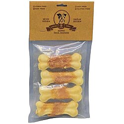 Rakun Press Kemik Tavuk Eti Sargılı Köpek Ödülü 7,5 Cm - (4lü Paket) - Rakun