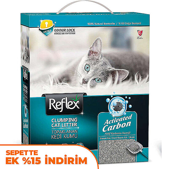 Reflex Activated Carbon Koku Kontrolü Gri Kedi Kumu 10 Lt - 1