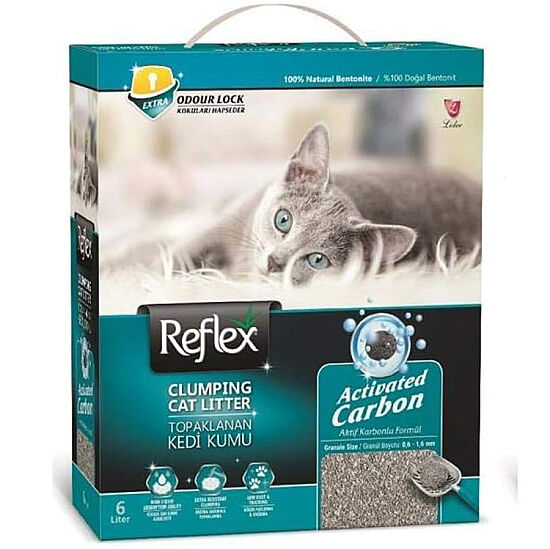 Reflex Activated Carbon Koku Kontrolü Gri Kedi Kumu 6 Lt - 1