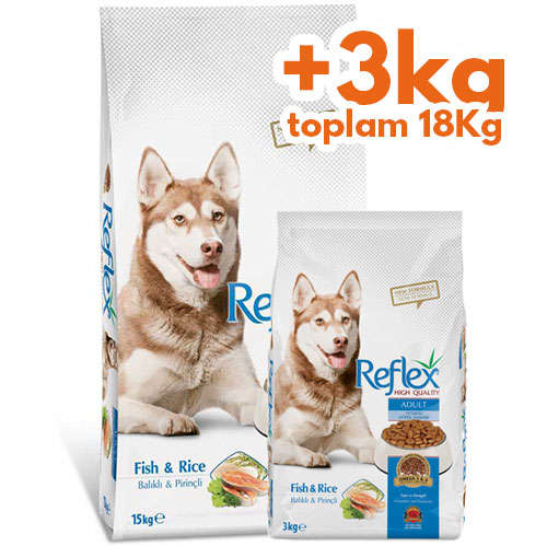 Reflex Balikli Yetiskin Kopek Mamasi 15 Kg 3 Kg Toplam 18 Kg Bonus Paketler Kopek Kuru Mamalari Kampanyali Kopek Kuru Mamalari Reflex