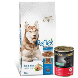 Reflex - Reflex Balıklı Yetişkin Köpek Maması 15 Kg + 5 Adet Challenge 400 Gr Konserve