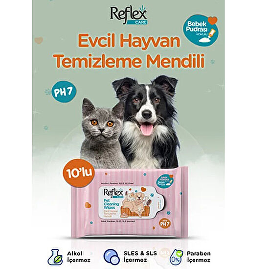 Reflex Care Evcil Hayvanlar İçin Çok Amaçlı Hijyenik Temizleme Mendili (10 lu Paket) - 2