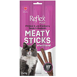 Reflex Cat Sterilised Stick Tavuk ve Kızılcıklı Etli Tahılsız Kedi Ödül Çubukları 5 Gr x 3 Stick - Reflex