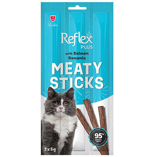 Reflex Cat Stick Somonlu Tahılsız Kedi Ödül Çubukları 5 Gr x 3 Stick - 1