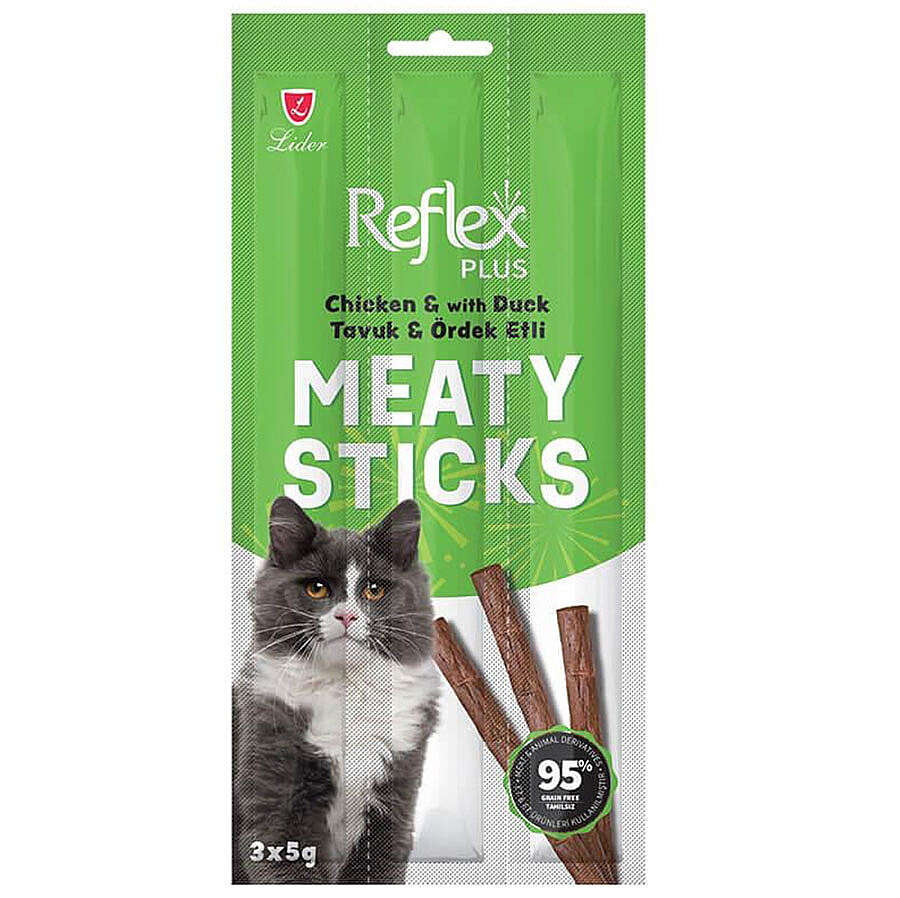 Reflex Cat Stick Tavuk ve Ördek Etli Tahılsız Kedi Ödül Çubukları 5 Gr x 3 Stick