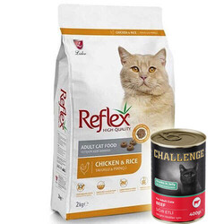 Reflex - Reflex Chicken Tavuk Etli Kedi Maması 15 Kg + 5 Adet Challenge 400 Gr Konserve