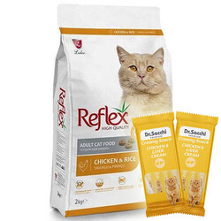 Reflex - Reflex Chicken Tavuk Etli Kedi Maması 15 Kg + 5 Adet Dr Sacchi 4 lü Creamy Ödül