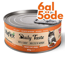 Reflex - Reflex Daily Taste Sığır ve Havuç (Domates Sos İçinde Et Parçacıklı) Kedi Konservesi 85 Gr- 6 Al 5 Öde